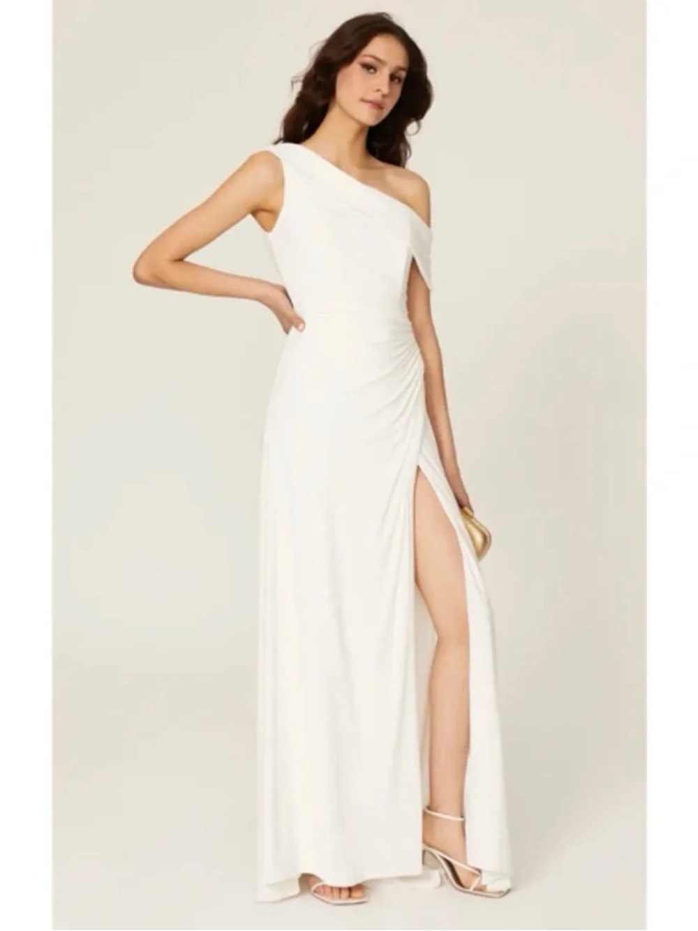 Ieena For Mac Duggal White Off the Shoulder Gown Size 10 US $358